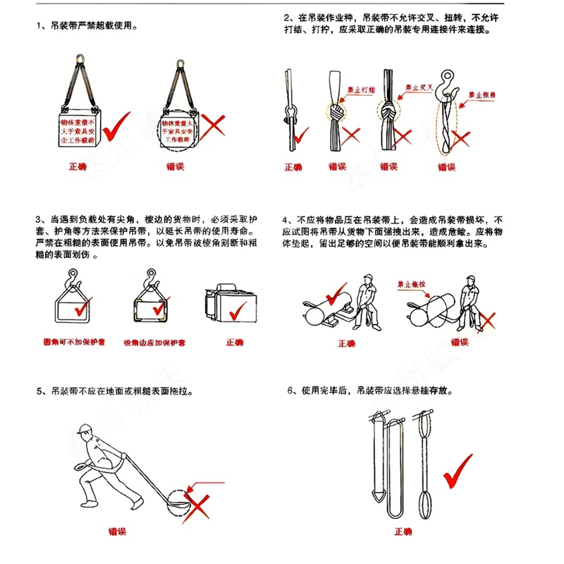 起重吊裝帶安全使用規范圖解（怎么用）